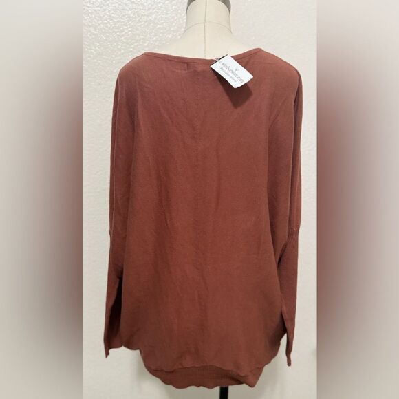 Windsor Oversized Brown V-neck Blouse/Sweater, Cute w/ Jeans, Size M/L - Picture 3 of 6